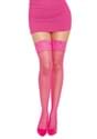 Women's Hot Pink Lace Top Thigh High Fishnet Stockings